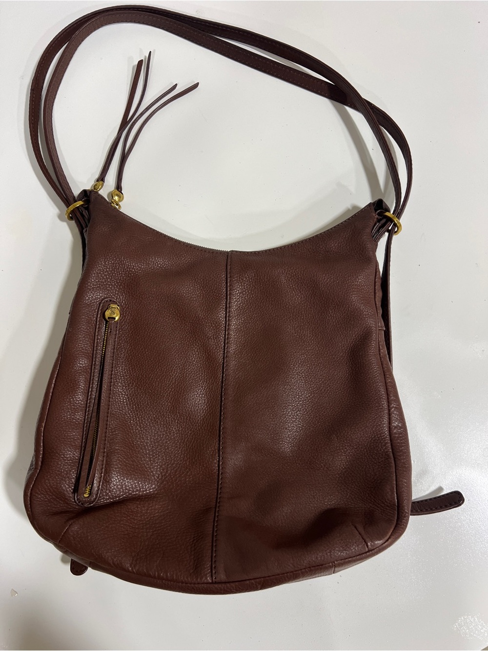 HOBO Brown Pebbled Leather convertible Shoulder/Backpack Bag with Tassel Zipper